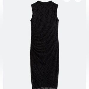 NWT nine britton Codi Dress-Black sleeveless, midi, leopard texture mesh overlay